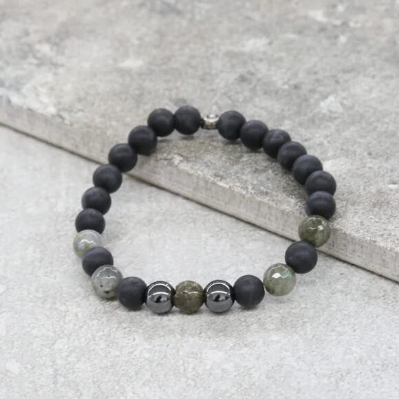 Ettika Astronomy Me in Onyx and Antique Silver Bracelet #46 - Picture 2 of 3